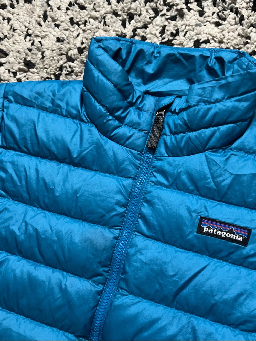 Patagonia Boys Down Sweater Jacket Blue Puffer 68245 Full Zip Size 7-8Y - Picture 7 of 16
